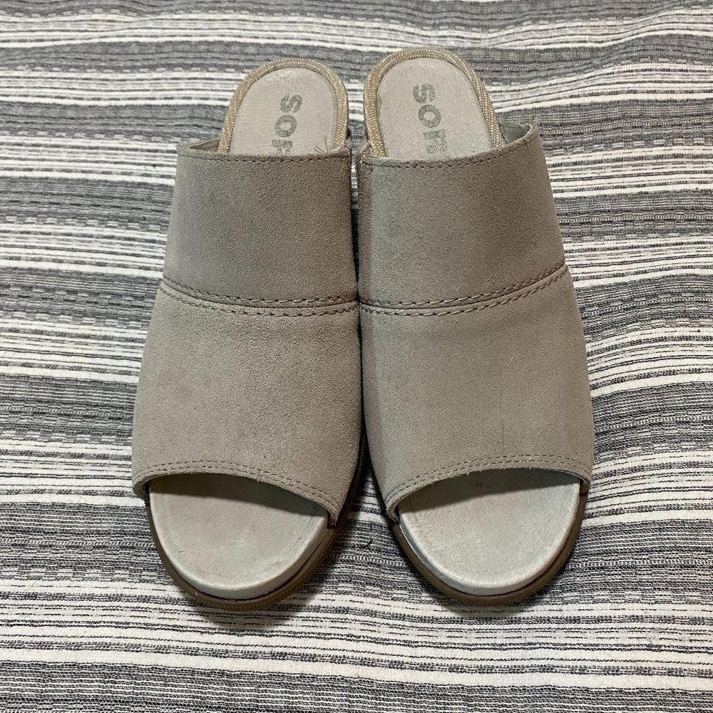 Sorel Gray Suede Wedge Sandals